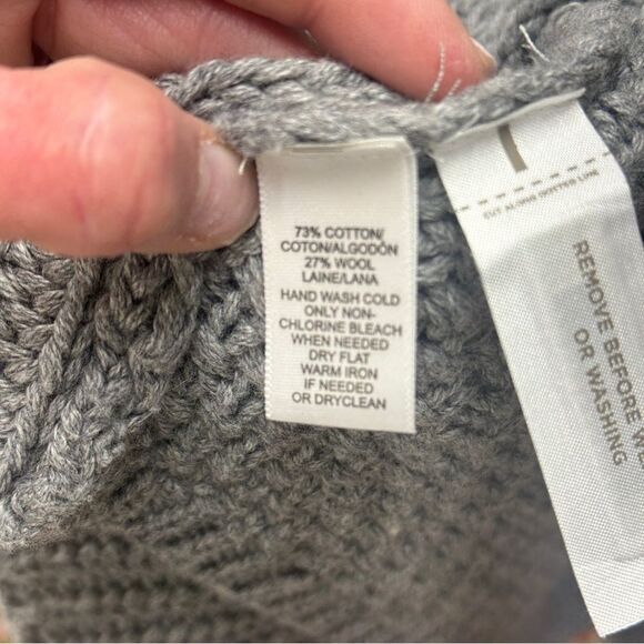 Lou and Grey A line crossover side mock neck chunky knit grey swing cardigan - Picture 3 of 8